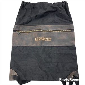 Lizwear Backpack Black and Brown Faux Leather Nap-sack Bag Purse